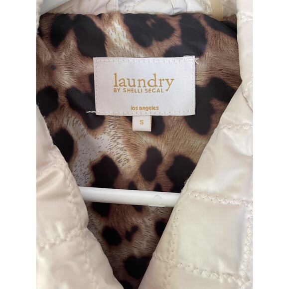 Laundry by Shelli Segal Cream Lightweight Quilted Puffer Coat Jacket Small - Picture 4 of 10